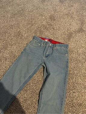 Levi's Light Blue Kids Jeans with Red Waistband Accent